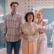 John Reynolds, Alia Shawkat, Meredith Hagner, and John Early in season five of Search Party